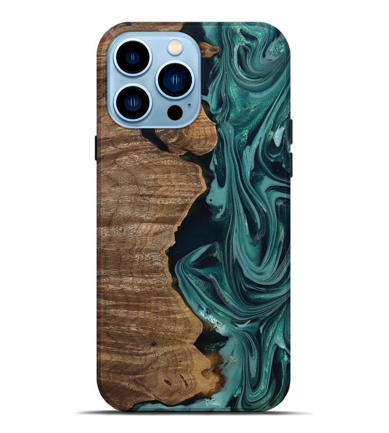 iPhone 14 Pro Max Wood Live Edge Phone Case - Evelyn (Green, 809289)