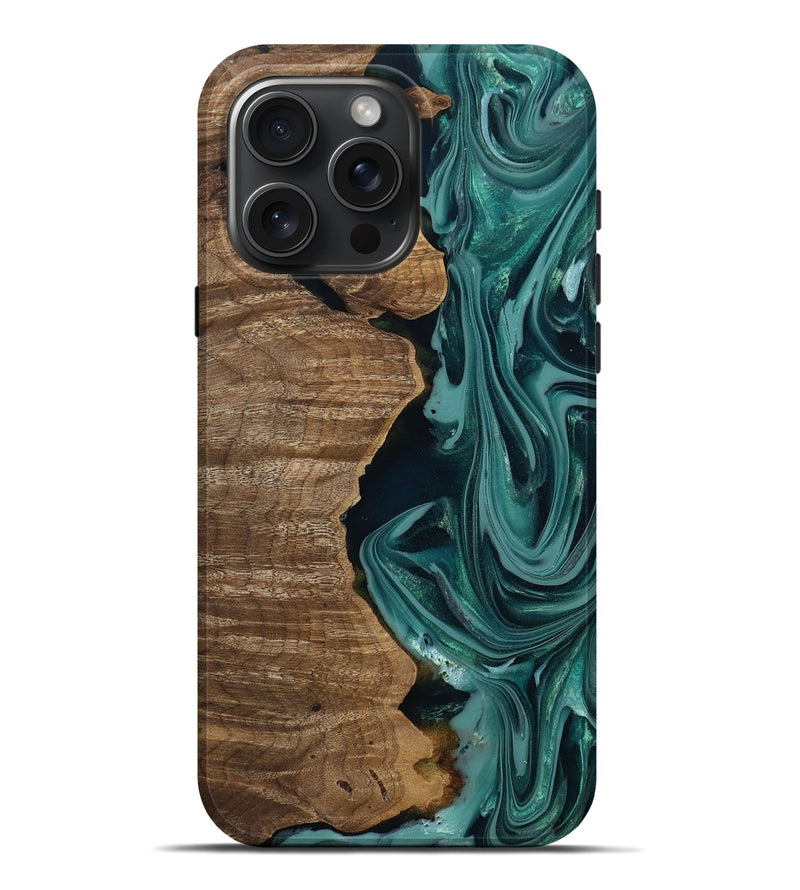 iPhone 16 Pro Max Wood Live Edge Phone Case - Evelyn (Green, 809289)