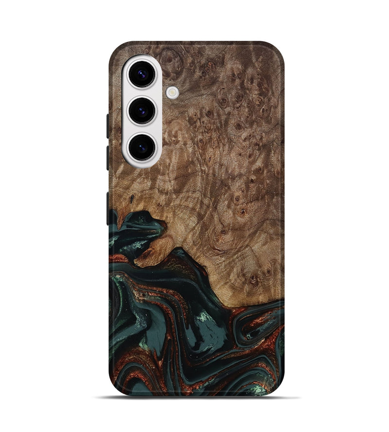 Galaxy S25 Wood Live Edge Phone Case - Jaliyah (Green, 809290)