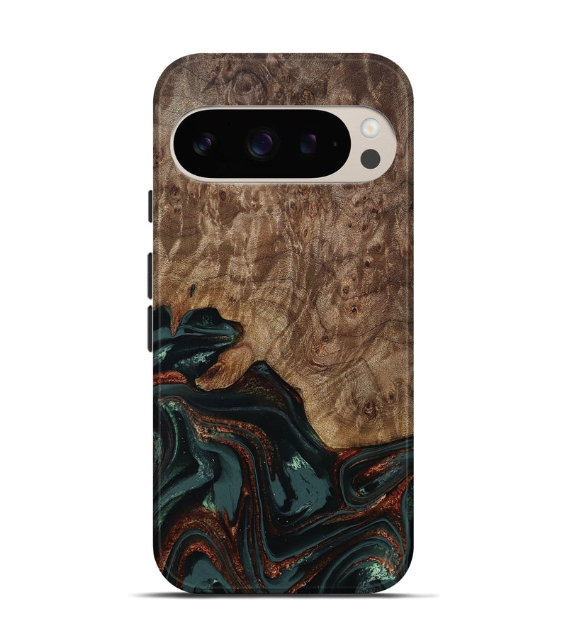 Pixel 9 Pro Wood Live Edge Phone Case - Jaliyah (Green, 809290)