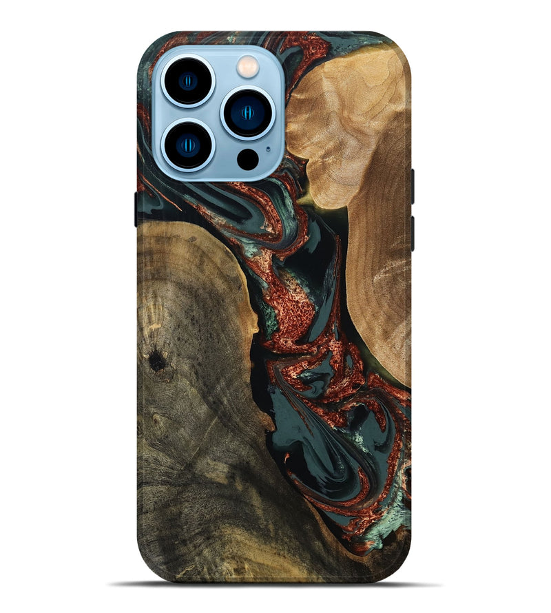 iPhone 14 Pro Max Wood Live Edge Phone Case - Taliyah (Green, 809291)