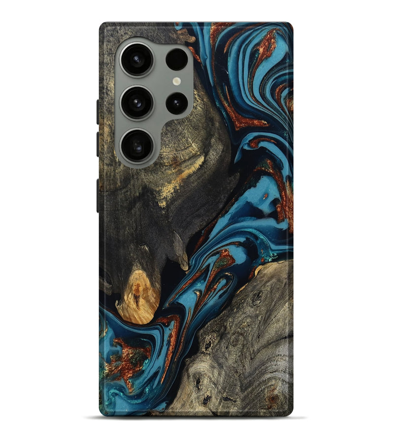 Galaxy S24 Ultra Wood Live Edge Phone Case - Ireland (Teal & Gold, 809292)