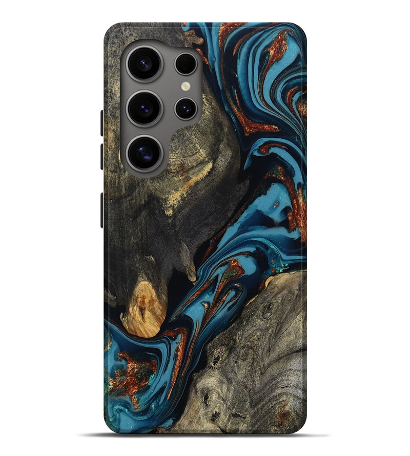 Galaxy S25 Ultra Wood Live Edge Phone Case - Ireland (Teal & Gold, 809292)