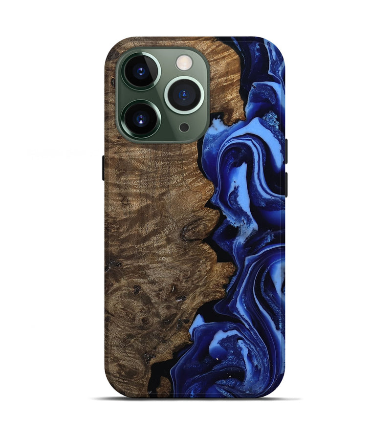 iPhone 13 Pro Wood Live Edge Phone Case - Katia (Blue, 809294)