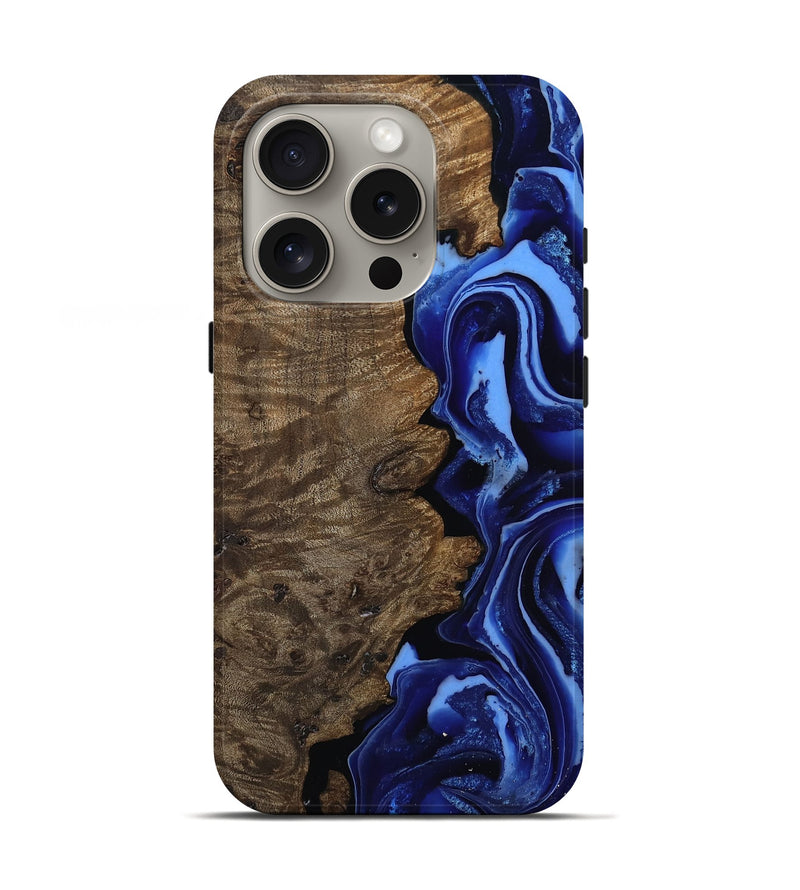 iPhone 16 Pro Wood Live Edge Phone Case - Katia (Blue, 809294)
