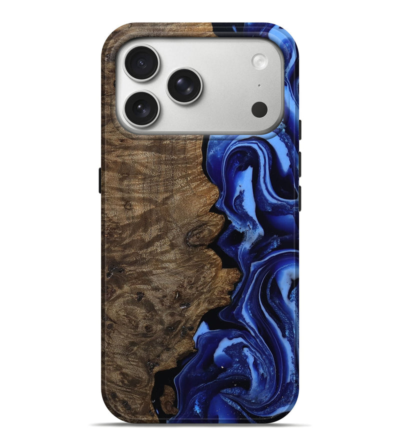 iPhone 17 Pro Max Wood Live Edge Phone Case - Katia (Blue, 809294)