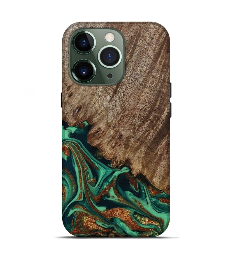 iPhone 13 Pro Wood Live Edge Phone Case - Kailyn (Green, 809299)