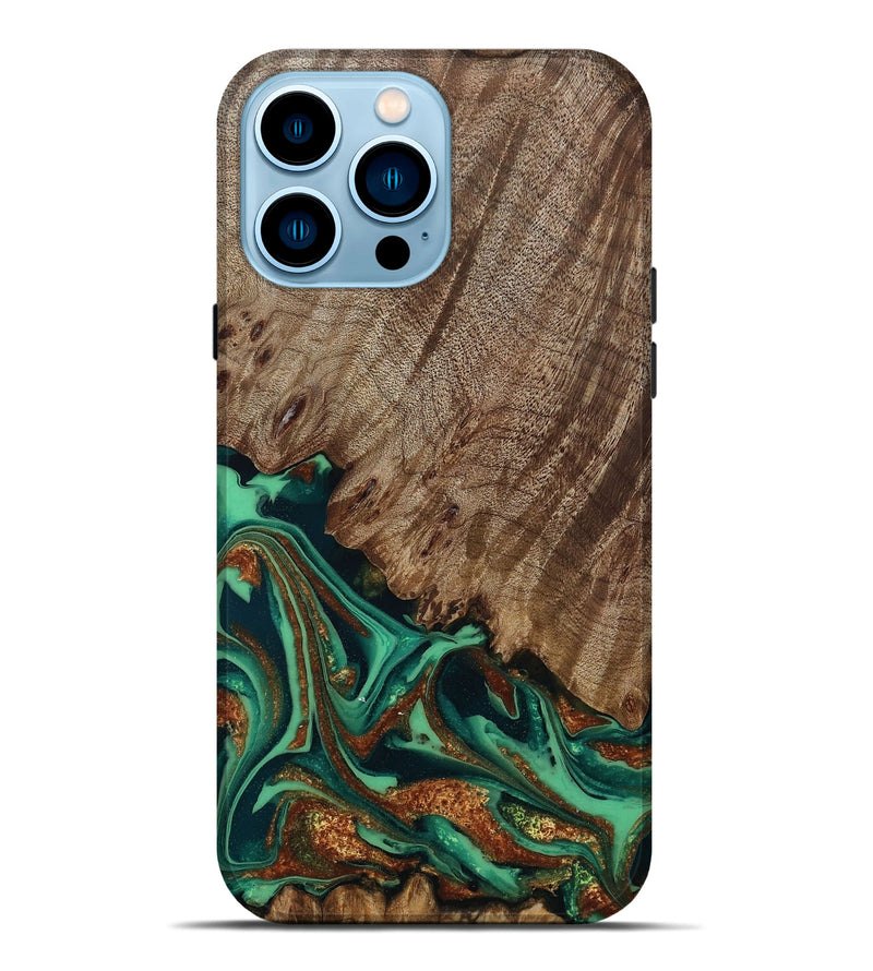 iPhone 14 Pro Max Wood Live Edge Phone Case - Kailyn (Green, 809299)