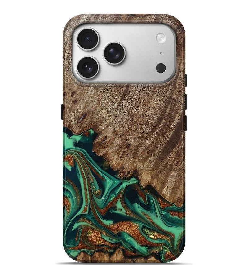 iPhone 17 Pro Max Wood Live Edge Phone Case - Kailyn (Green, 809299)