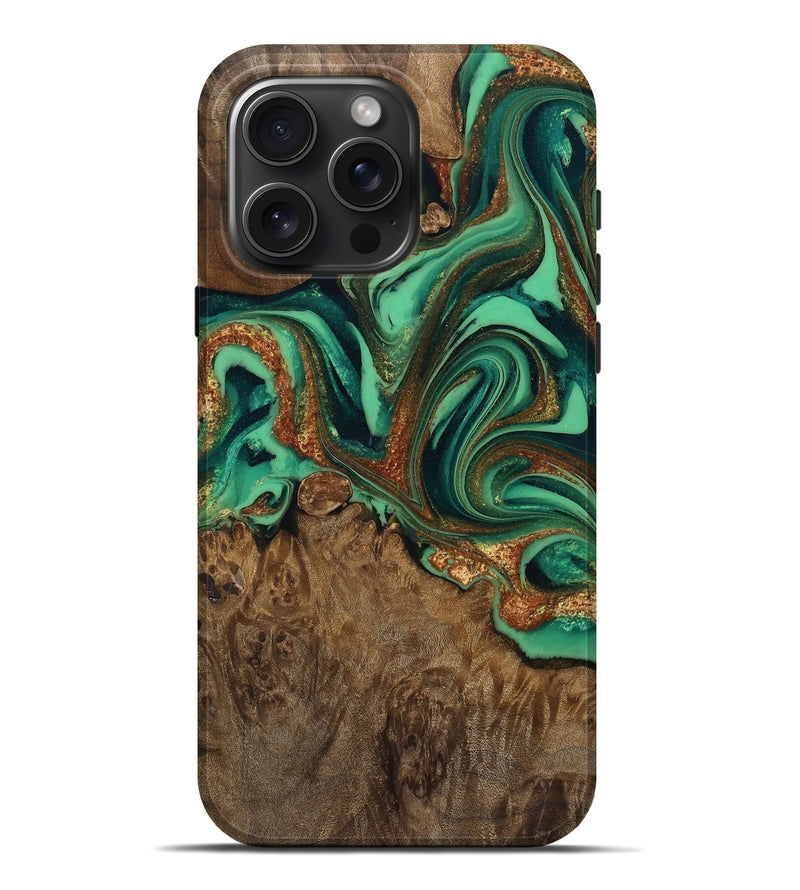iPhone 16 Pro Max Wood Live Edge Phone Case - Liza (Green, 809302)