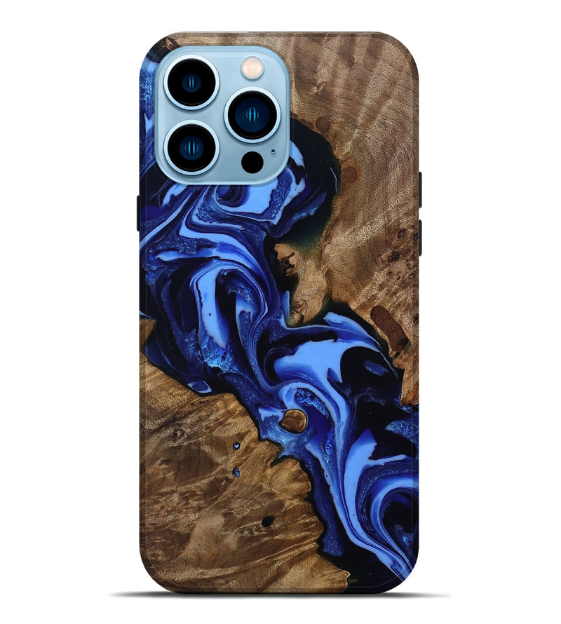 iPhone 14 Pro Max Wood Live Edge Phone Case - Keri (Blue, 809303)