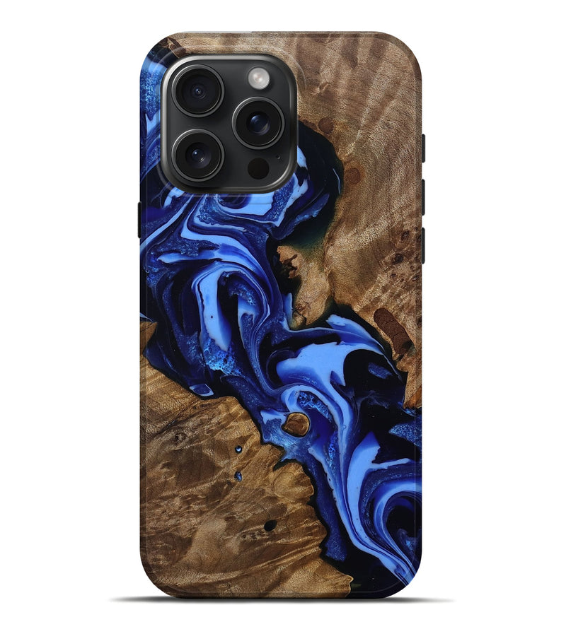 iPhone 16 Pro Max Wood Live Edge Phone Case - Keri (Blue, 809303)