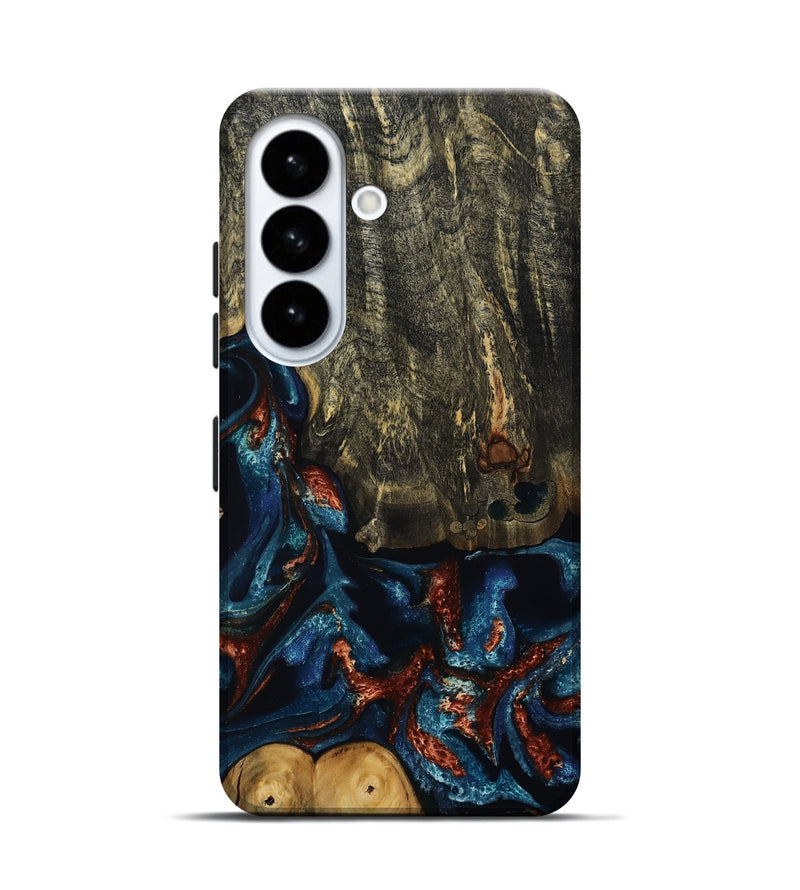 Galaxy S26 Wood Live Edge Phone Case - Zev (Teal & Gold, 809304)