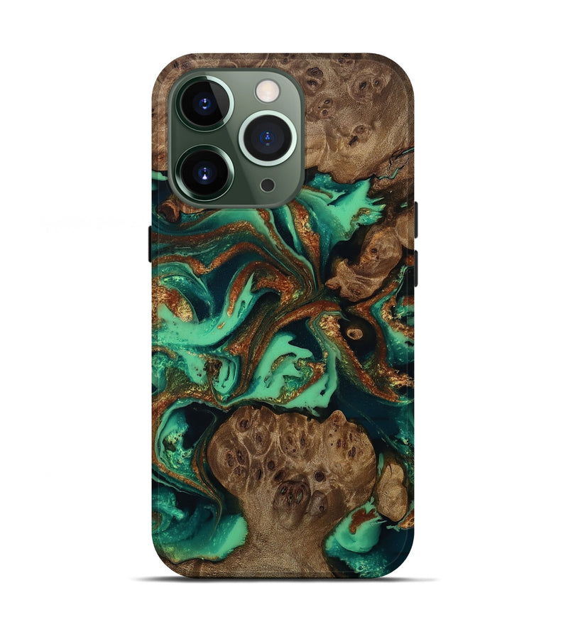 iPhone 13 Pro Wood Live Edge Phone Case - Brynn (Green, 809306)