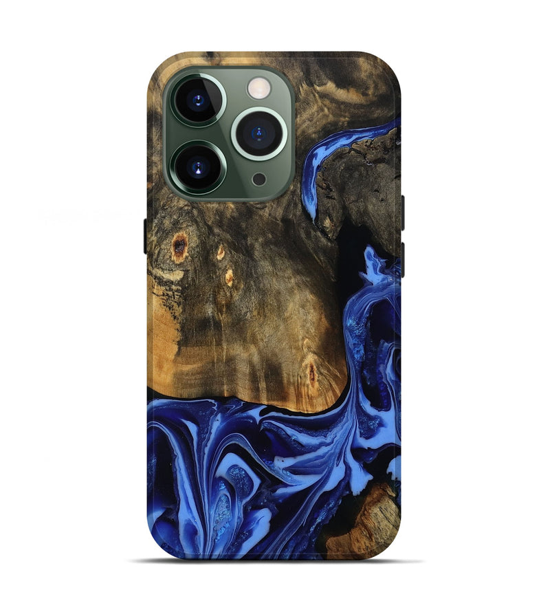 iPhone 13 Pro Wood Live Edge Phone Case - Aylani (Blue, 809307)