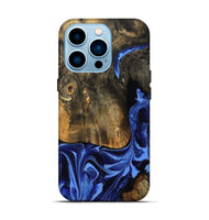 iPhone 14 Pro Wood Live Edge Phone Case - Aylani (Blue, 809307)