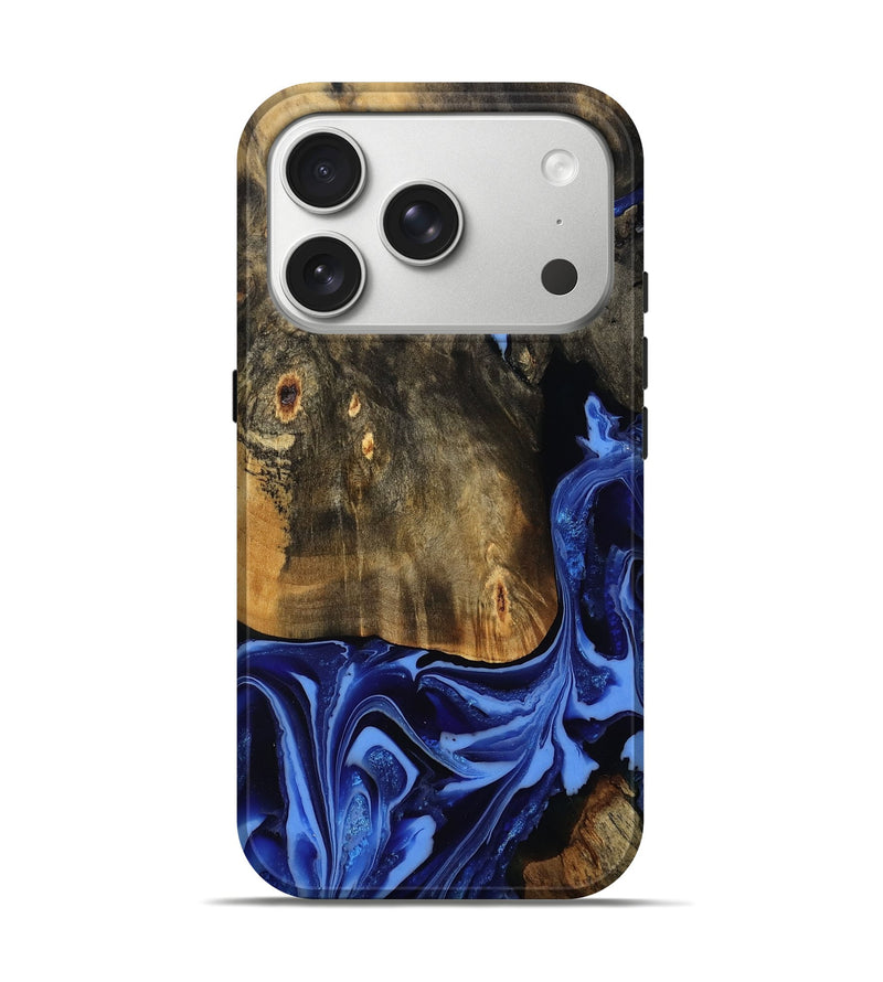 iPhone 17 Pro Wood Live Edge Phone Case - Aylani (Blue, 809307)
