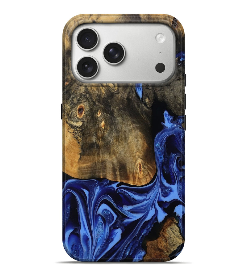 iPhone 17 Pro Max Wood Live Edge Phone Case - Aylani (Blue, 809307)
