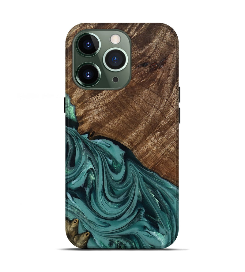 iPhone 13 Pro Wood Live Edge Phone Case - Anjali (Green, 809308)