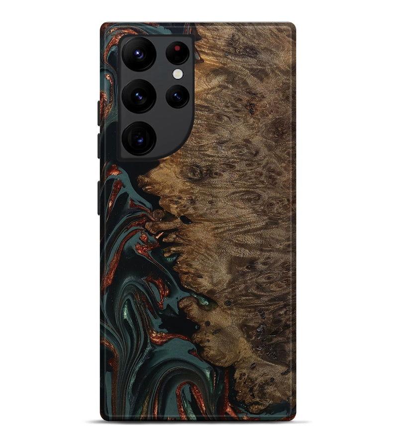 Galaxy S22 Ultra Wood Live Edge Phone Case - Alonza (Teal & Gold, 809310)
