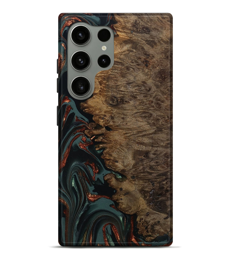 Galaxy S24 Ultra Wood Live Edge Phone Case - Alonza (Teal & Gold, 809310)
