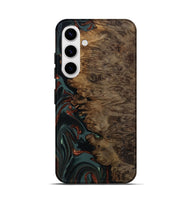 Galaxy S25 Wood Live Edge Phone Case - Alonza (Teal & Gold, 809310)