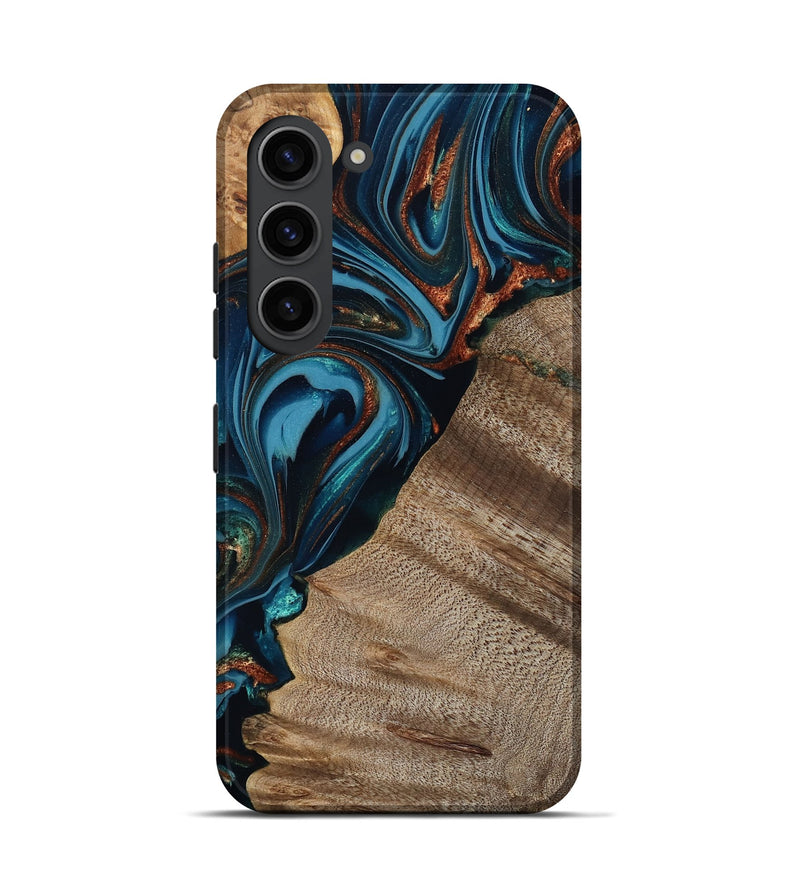Galaxy S23 Wood Live Edge Phone Case - Rodrigo (Teal & Gold, 809311)