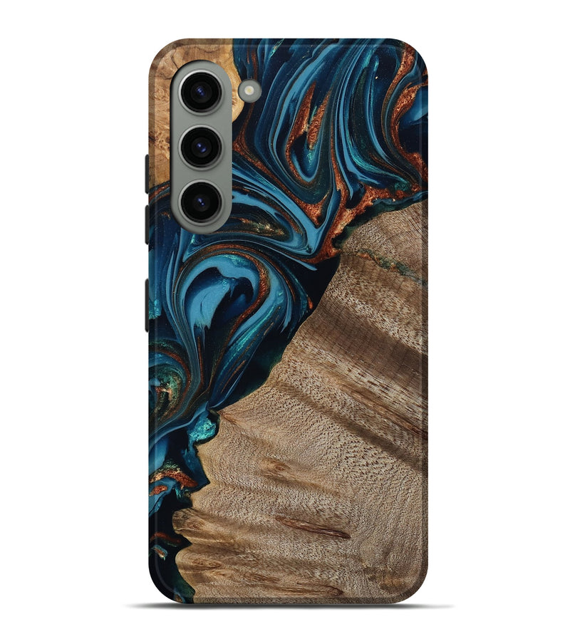 Galaxy S23 Plus Wood Live Edge Phone Case - Rodrigo (Teal & Gold, 809311)