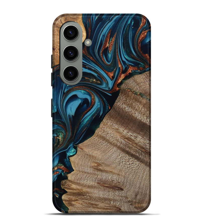 Galaxy S24 Plus Wood Live Edge Phone Case - Rodrigo (Teal & Gold, 809311)