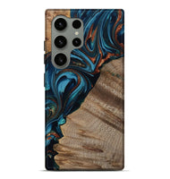 Galaxy S24 Ultra Wood Live Edge Phone Case - Rodrigo (Teal & Gold, 809311)