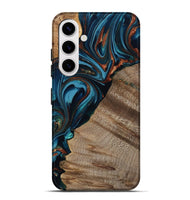 Galaxy S25 Plus Wood Live Edge Phone Case - Rodrigo (Teal & Gold, 809311)