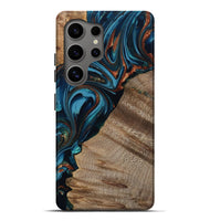 Galaxy S25 Ultra Wood Live Edge Phone Case - Rodrigo (Teal & Gold, 809311)