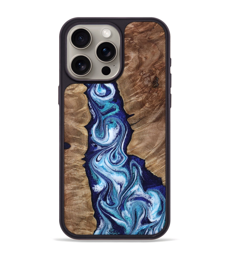 iPhone 15 Pro Max Wood Phone Case - Azul (Blue, 809313)
