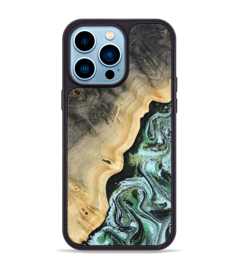 iPhone 14 Pro Max Wood Phone Case - Emile (Green, 809314)