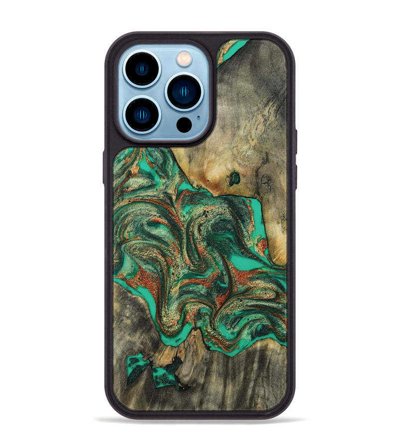 iPhone 14 Pro Max Wood Phone Case - Eliel (Green, 809318)