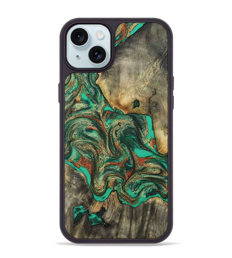 iPhone 15 Plus Wood Phone Case - Eliel (Green, 809318)
