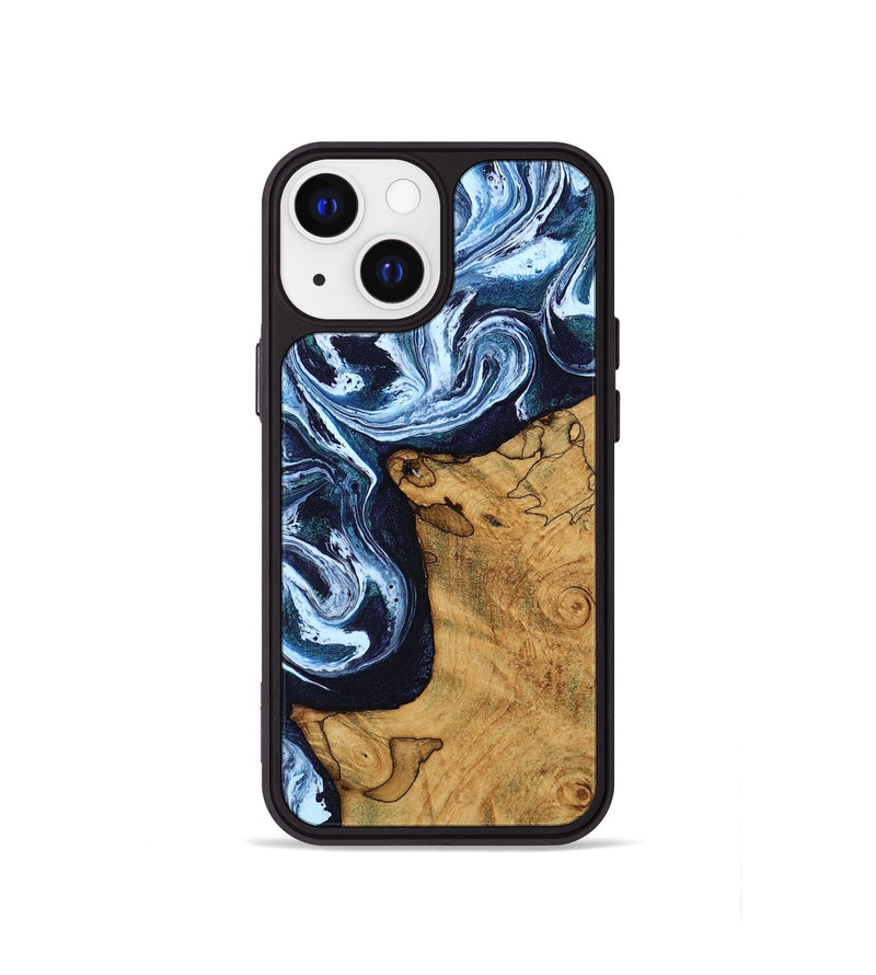 iPhone 13 mini Wood Phone Case - Shanon (Blue, 809343)