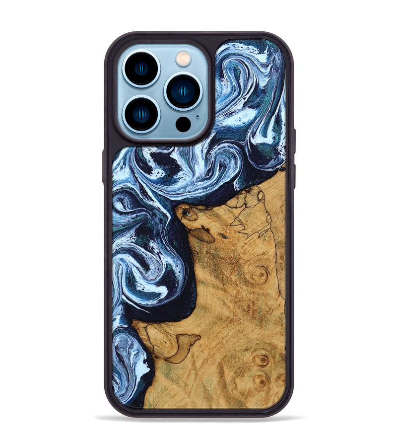 iPhone 14 Pro Max Wood Phone Case - Shanon (Blue, 809343)