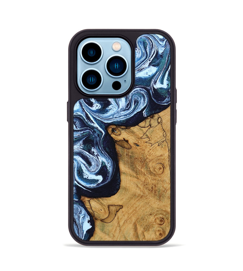 iPhone 14 Pro Wood Phone Case - Shanon (Blue, 809343)
