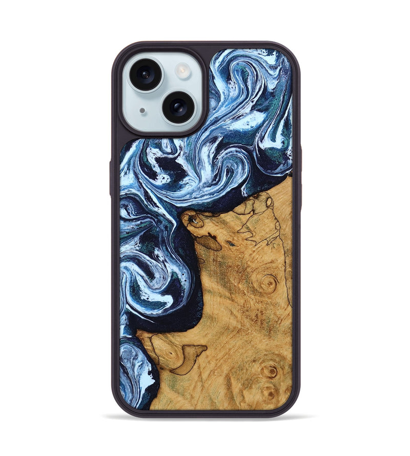 iPhone 15 Wood Phone Case - Shanon (Blue, 809343)
