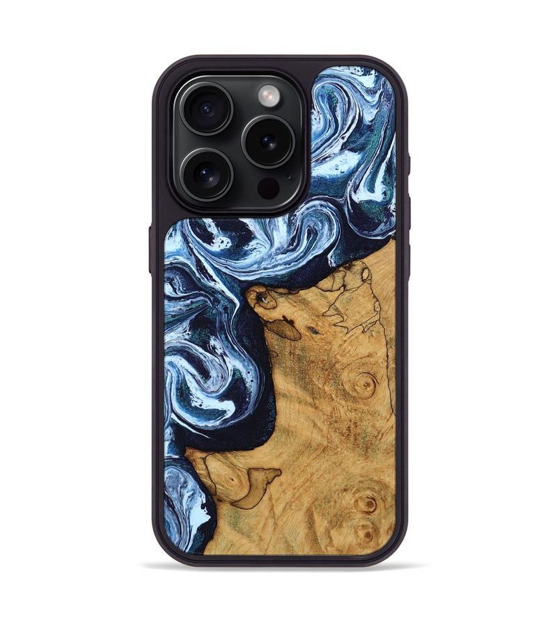 iPhone 15 Pro Wood Phone Case - Shanon (Blue, 809343)