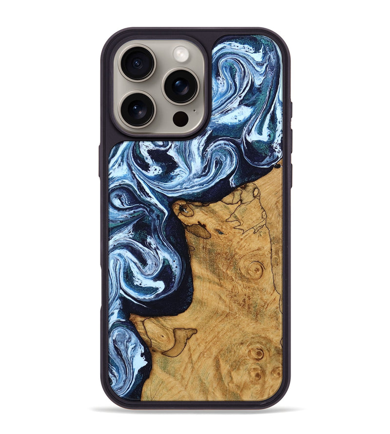 iPhone 16 Pro Max Wood Phone Case - Shanon (Blue, 809343)