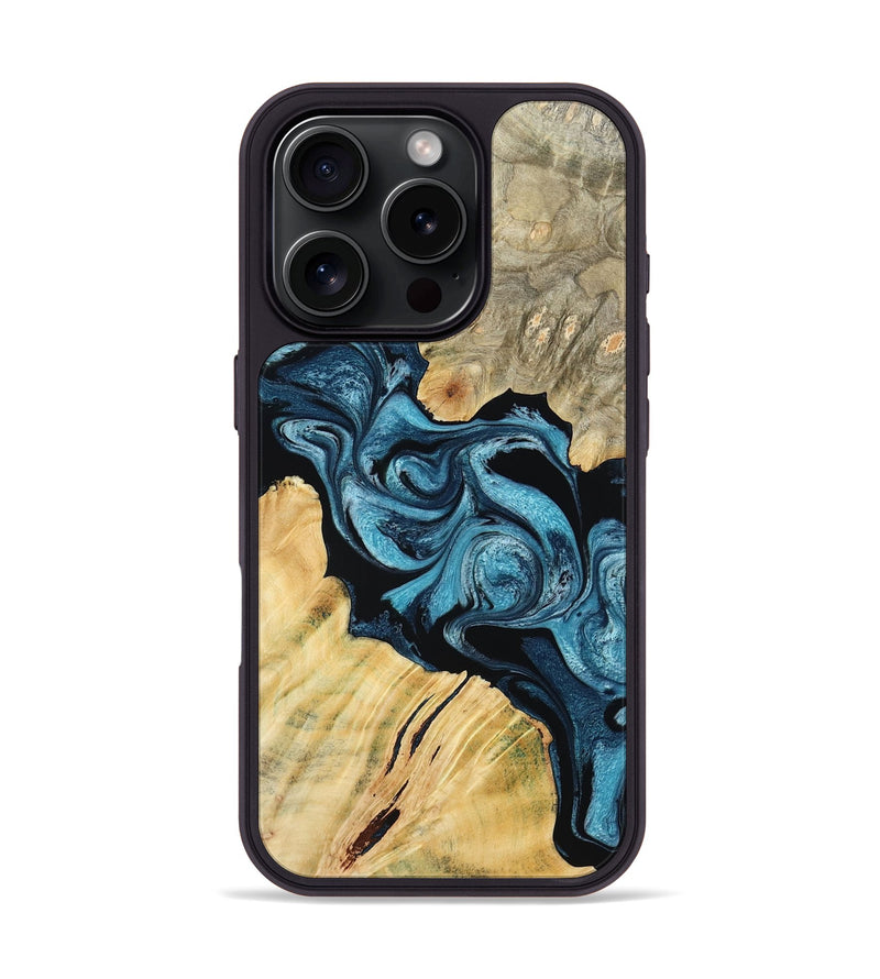 iPhone 16 Pro Wood Phone Case - Tempie (Blue, 809344)