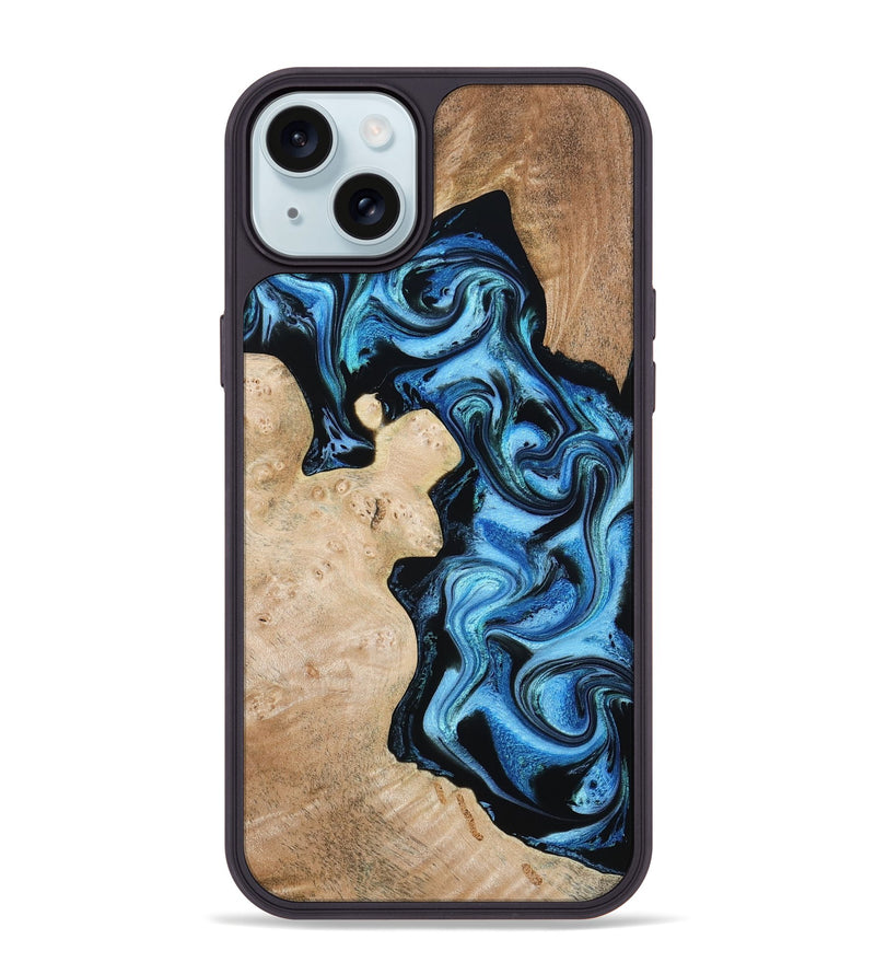 iPhone 15 Plus Wood Phone Case - Jaclyn (Blue, 809345)