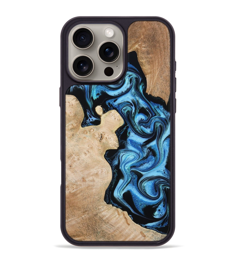 iPhone 16 Pro Max Wood Phone Case - Jaclyn (Blue, 809345)