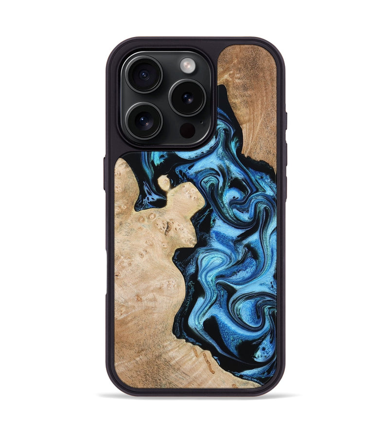 iPhone 16 Pro Wood Phone Case - Jaclyn (Blue, 809345)