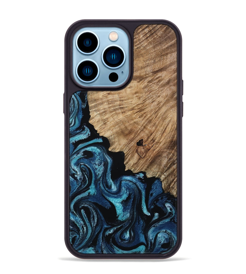 iPhone 14 Pro Max Wood Phone Case - Marlena (Blue, 809346)