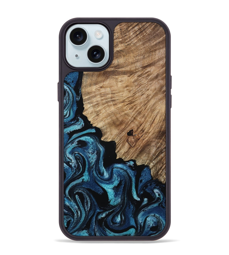 iPhone 15 Plus Wood Phone Case - Marlena (Blue, 809346)