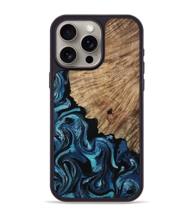 iPhone 15 Pro Max Wood Phone Case - Marlena (Blue, 809346)