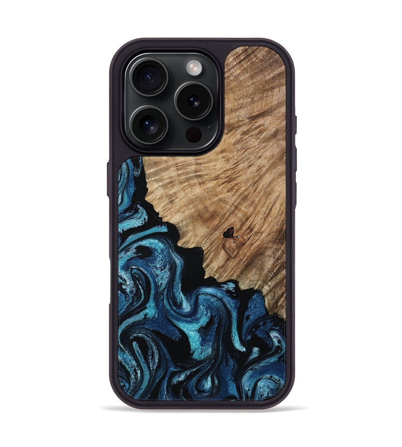 iPhone 16 Pro Wood Phone Case - Marlena (Blue, 809346)